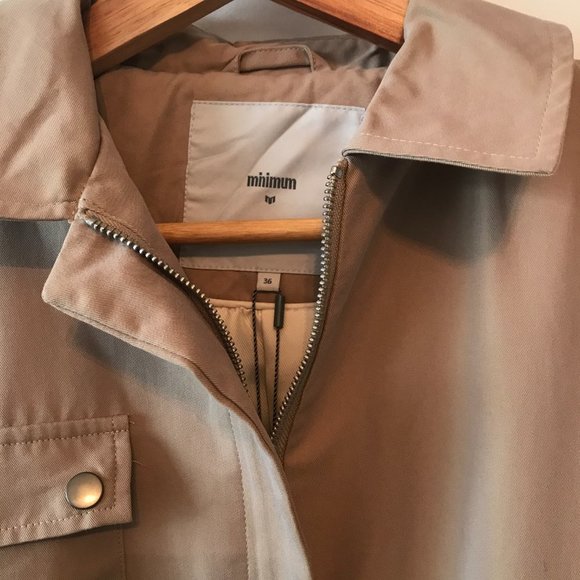 Minimum women’s belted trench coat rain fall coat beige small / euro 36 NWT - Picture 3 of 9